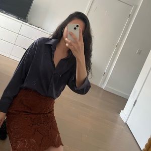 Navy XS-M blouse [Korean Fashion]